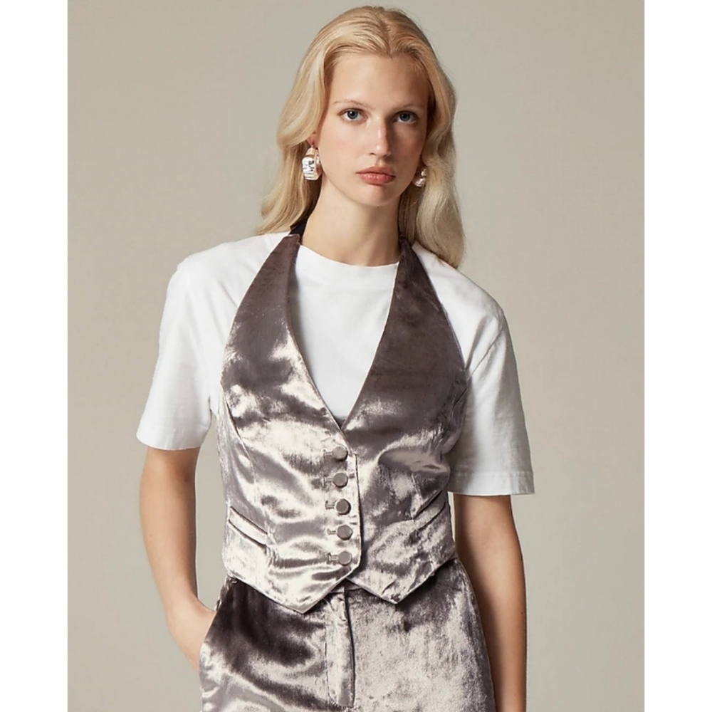 J.Crew Open-Back Vest in Drapey Velvet